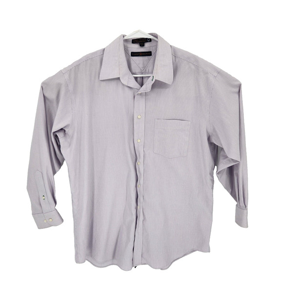 Tommy Hilfiger Shirt Mens Large Lavender Striped Long Sleeve Pocket Button-Down - Picture 1 of 8